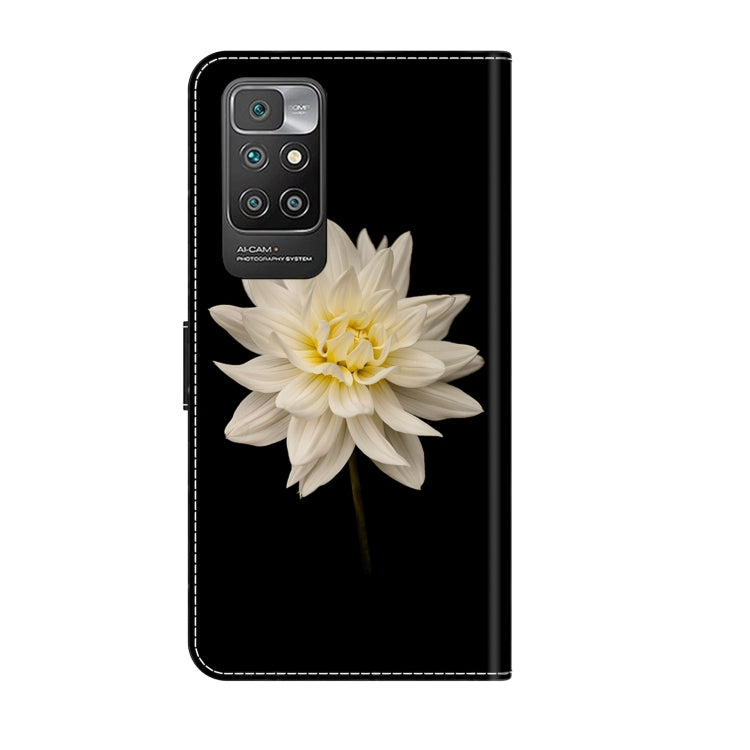 For Xiaomi Redmi 10 Crystal 3D Shockproof Protective Leather Phone Case(White Flower)