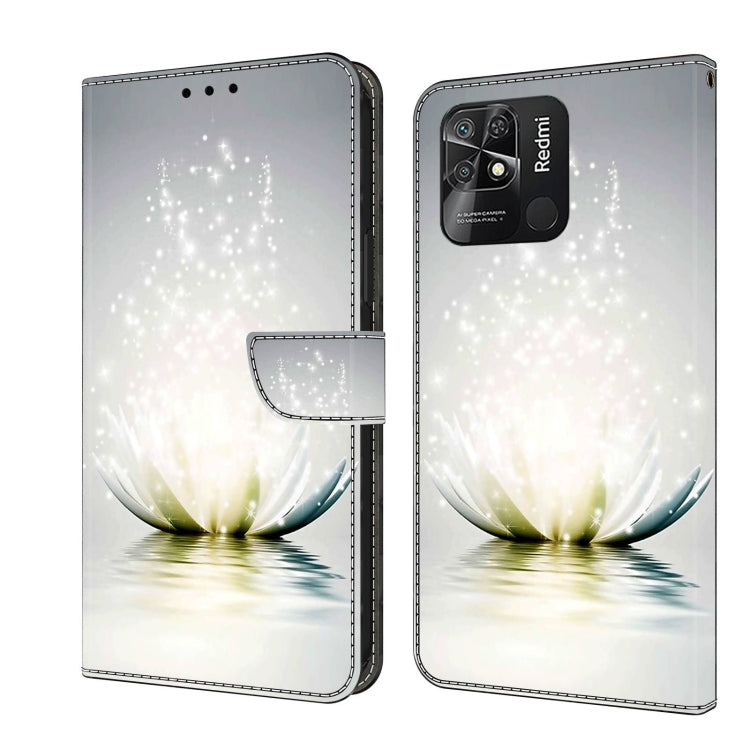 For Xiaomi Redmi 10C Crystal 3D Shockproof Protective Leather Phone Case(Light Lotus)
