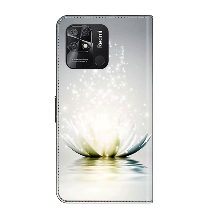 For Xiaomi Redmi 10C Crystal 3D Shockproof Protective Leather Phone Case(Light Lotus)