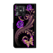 For Xiaomi Redmi 10C Crystal 3D Shockproof Protective Leather Phone Case(Purple Flower Butterfly)