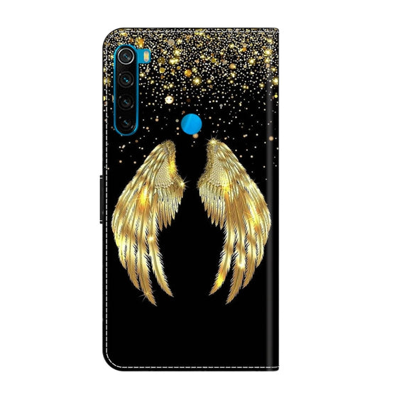 For Xiaomi Redmi Note 8 Crystal 3D Shockproof Protective Leather Phone Case(Golden Wings)