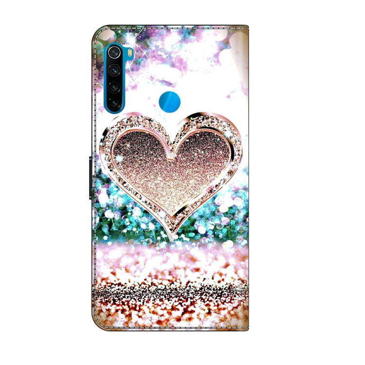 For Xiaomi Redmi Note 8T Crystal 3D Shockproof Protective Leather Phone Case(Pink Diamond Heart)