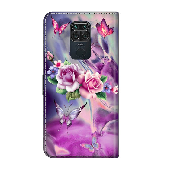 For Xiaomi Redmi Note 9 Crystal 3D Shockproof Protective Leather Phone Case(Butterfly)