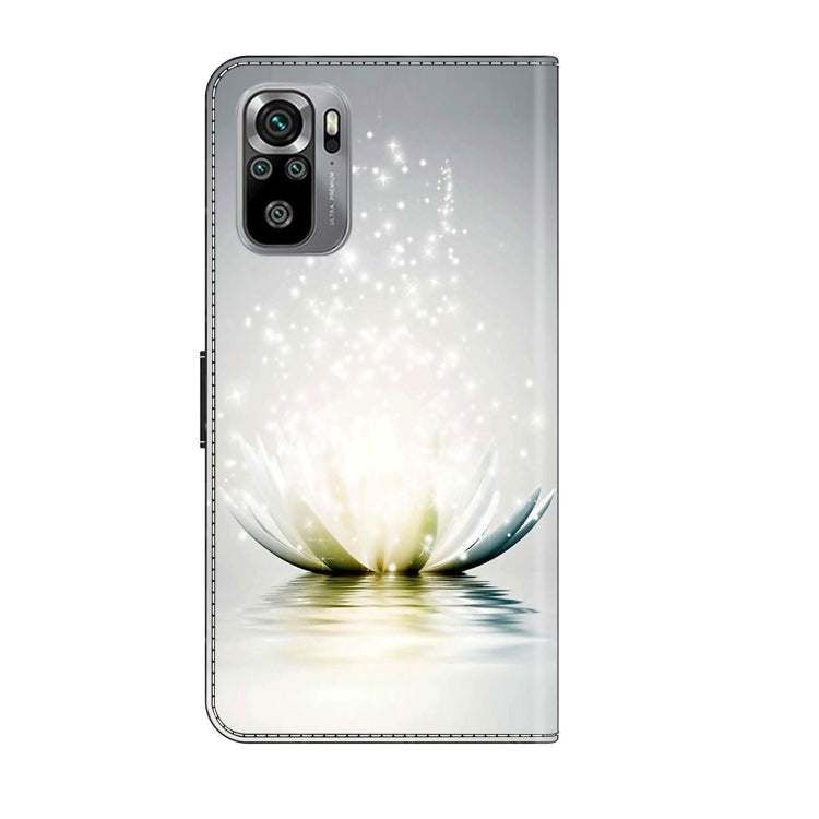 For Xiaomi Redmi Note 10 4G Crystal 3D Shockproof Protective Leather Phone Case(Light Lotus)
