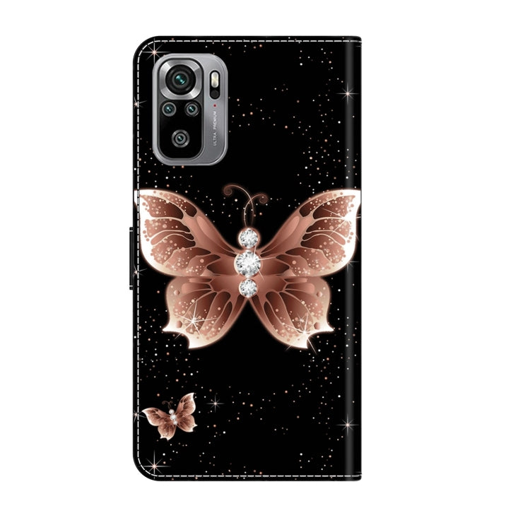 For Xiaomi Redmi Note 10 4G Crystal 3D Shockproof Protective Leather Phone Case(Pink Diamond Butterfly)