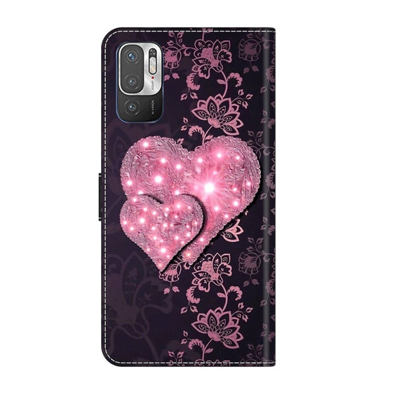 For Xiaomi Redmi Note 10 5G Crystal 3D Shockproof Protective Leather Phone Case(Lace Love)