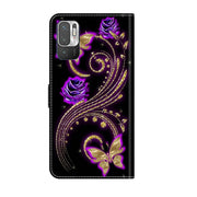 For Xiaomi Redmi Note 10 5G Crystal 3D Shockproof Protective Leather Phone Case(Purple Flower Butterfly)