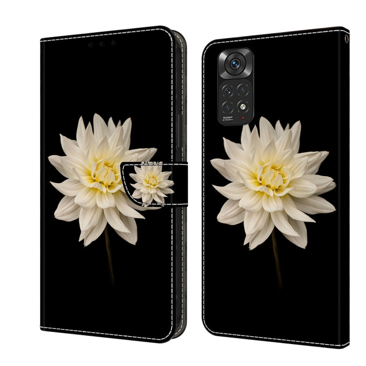 For Xiaomi Redmi Note 11 Global Crystal 3D Shockproof Protective Leather Phone Case(White Flower)