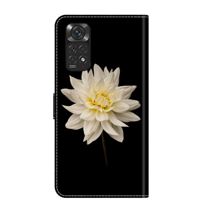 For Xiaomi Redmi Note 11 Global Crystal 3D Shockproof Protective Leather Phone Case(White Flower)