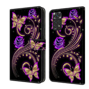 For Xiaomi Redmi Note 11 Global Crystal 3D Shockproof Protective Leather Phone Case(Purple Flower Butterfly)
