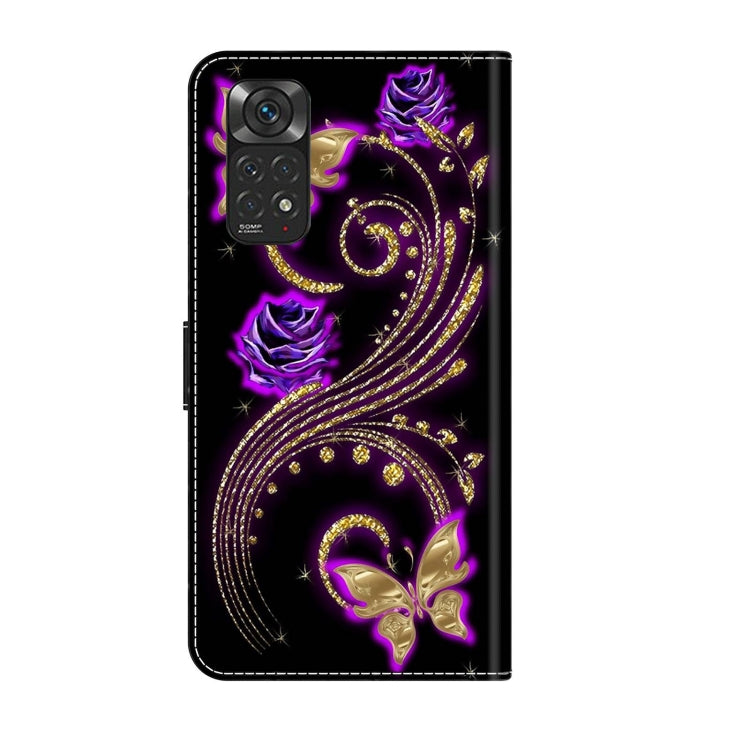 For Xiaomi Redmi Note 11 Global Crystal 3D Shockproof Protective Leather Phone Case(Purple Flower Butterfly)