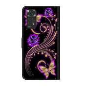 For Xiaomi Redmi Note 11 Global Crystal 3D Shockproof Protective Leather Phone Case(Purple Flower Butterfly)