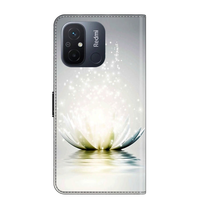 For Xiaomi Redmi 11A 4G / Redmi 12C Global Crystal 3D Shockproof Protective Leather Phone Case(Light Lotus)