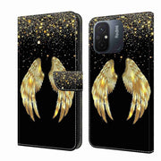 For Xiaomi Redmi 11A 4G / Redmi 12C Global Crystal 3D Shockproof Protective Leather Phone Case(Golden Wings)