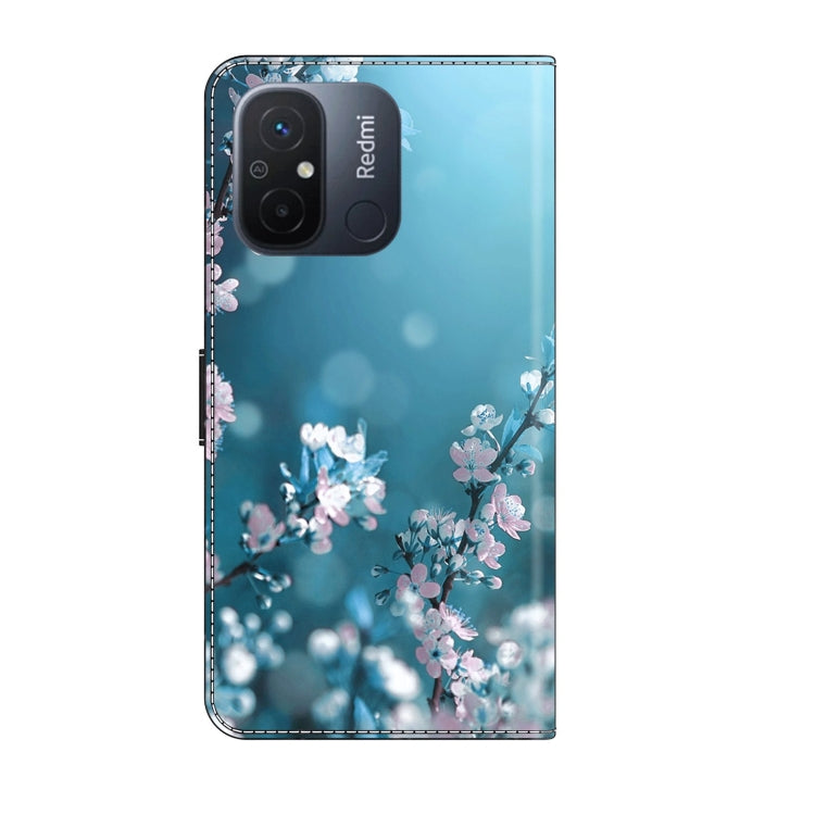 For Xiaomi Redmi 11A 4G / Redmi 12C Global Crystal 3D Shockproof Protective Leather Phone Case(Plum Flower)