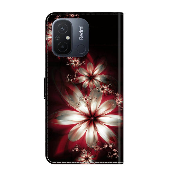 For Xiaomi Redmi 11A 4G / Redmi 12C Global Crystal 3D Shockproof Protective Leather Phone Case(Fantastic Flower)