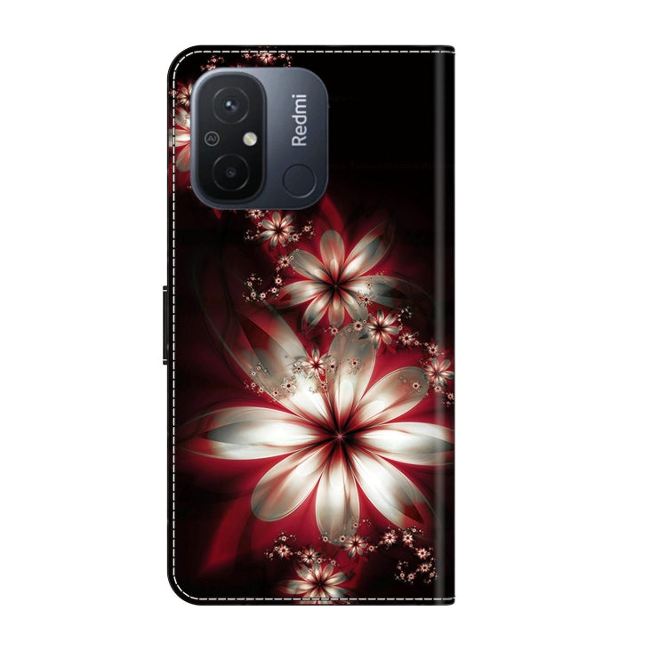 For Xiaomi Redmi 11A 4G / Redmi 12C Global Crystal 3D Shockproof Protective Leather Phone Case(Fantastic Flower)