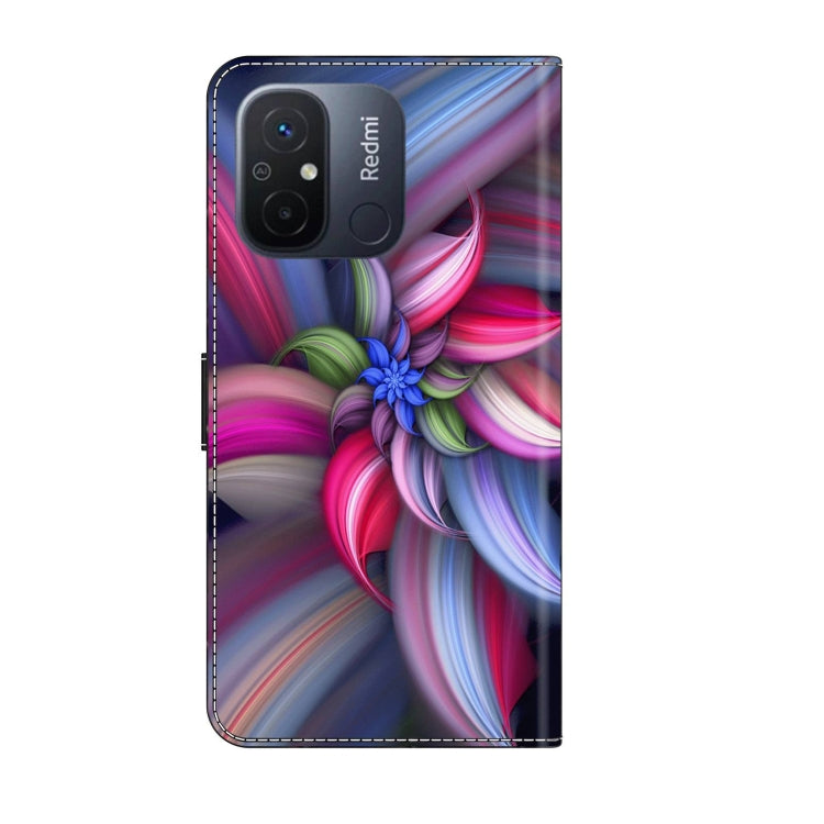 For Xiaomi Redmi 11A 4G / Redmi 12C Global Crystal 3D Shockproof Protective Leather Phone Case(Colorful Flower)