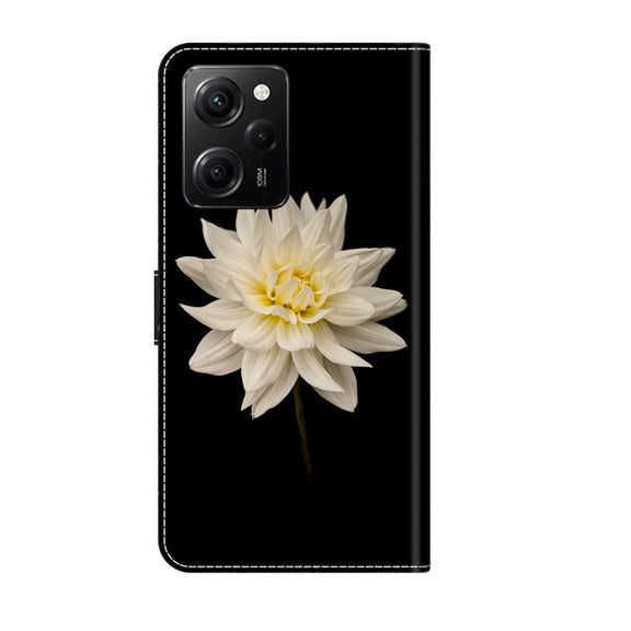 For Xiaomi Redmi Note 12 Pro Global Crystal 3D Shockproof Protective Leather Phone Case(White Flower)