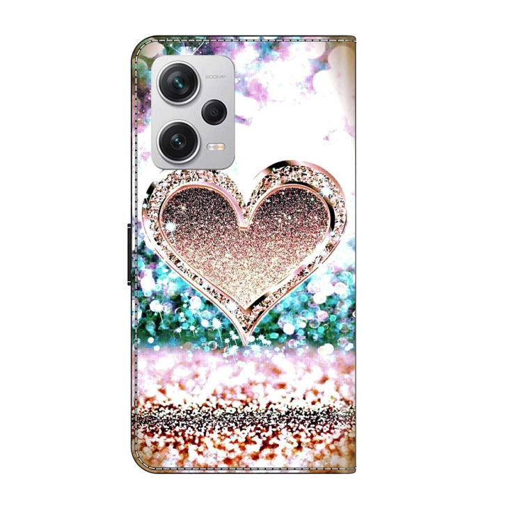 For Xiaomi Redmi Note 12 Pro+ Crystal 3D Shockproof Protective Leather Phone Case(Pink Diamond Heart)