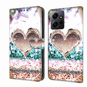 For Xiaomi Redmi Note 12 4G Crystal 3D Shockproof Protective Leather Phone Case(Pink Diamond Heart)