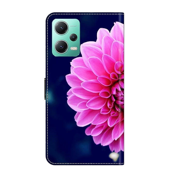 For Xiaomi Redmi Note 12 5G Global / Poco X5 Crystal 3D Shockproof Protective Leather Phone Case(Pink Petals)