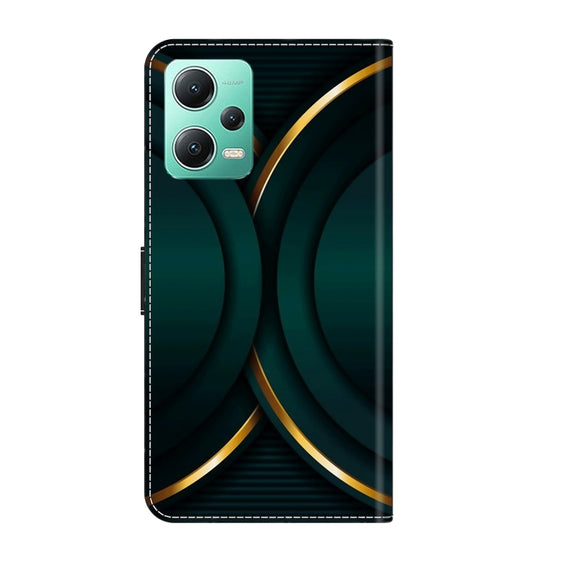For Xiaomi Redmi Note 12 5G Global / Poco X5 Crystal 3D Shockproof Protective Leather Phone Case(Gold Outline)