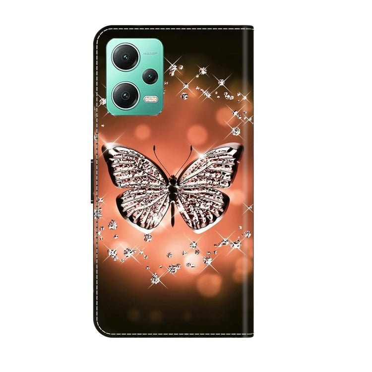 For Xiaomi Redmi Note 12 5G Global / Poco X5 Crystal 3D Shockproof Protective Leather Phone Case(Crystal Butterfly)