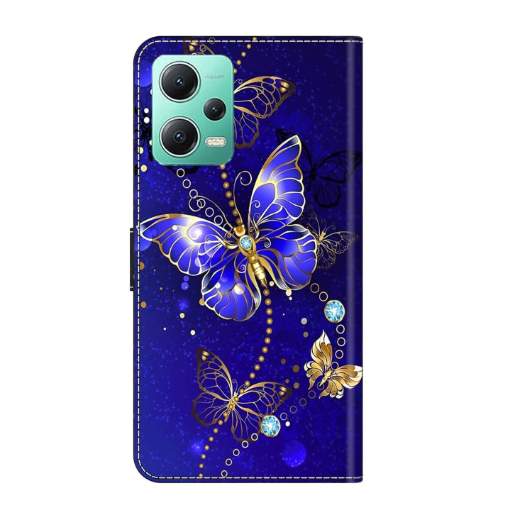 For Xiaomi Redmi Note 12 5G Global / Poco X5 Crystal 3D Shockproof Protective Leather Phone Case(Diamond Butterfly)