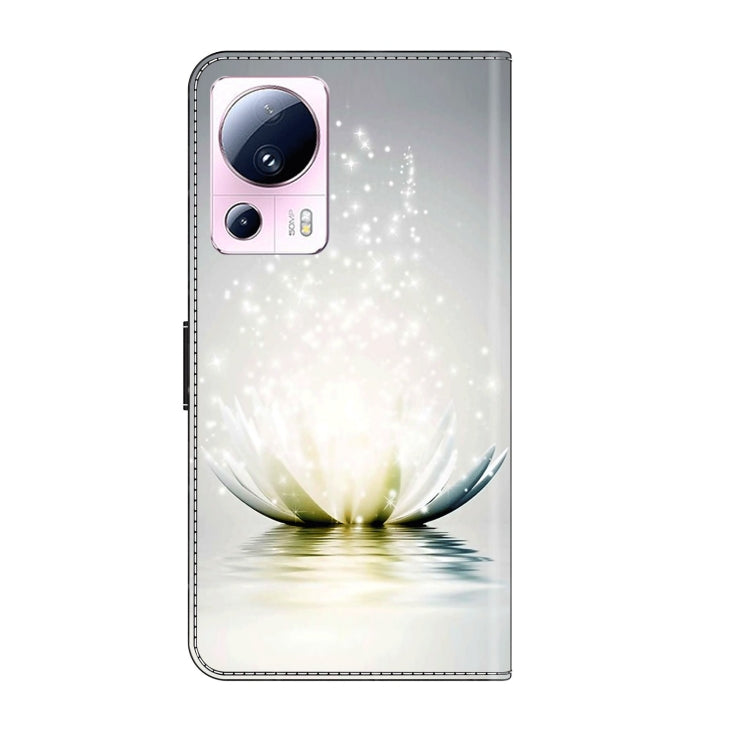 For Xiaomi 13 Lite Crystal 3D Shockproof Protective Leather Phone Case(Light Lotus)