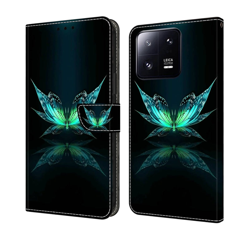 For Xiaomi 13 Pro Crystal 3D Shockproof Protective Leather Phone Case(Reflection Dutterfly)