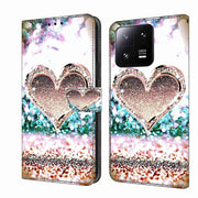 For Xiaomi 13 Pro Crystal 3D Shockproof Protective Leather Phone Case(Pink Diamond Heart)