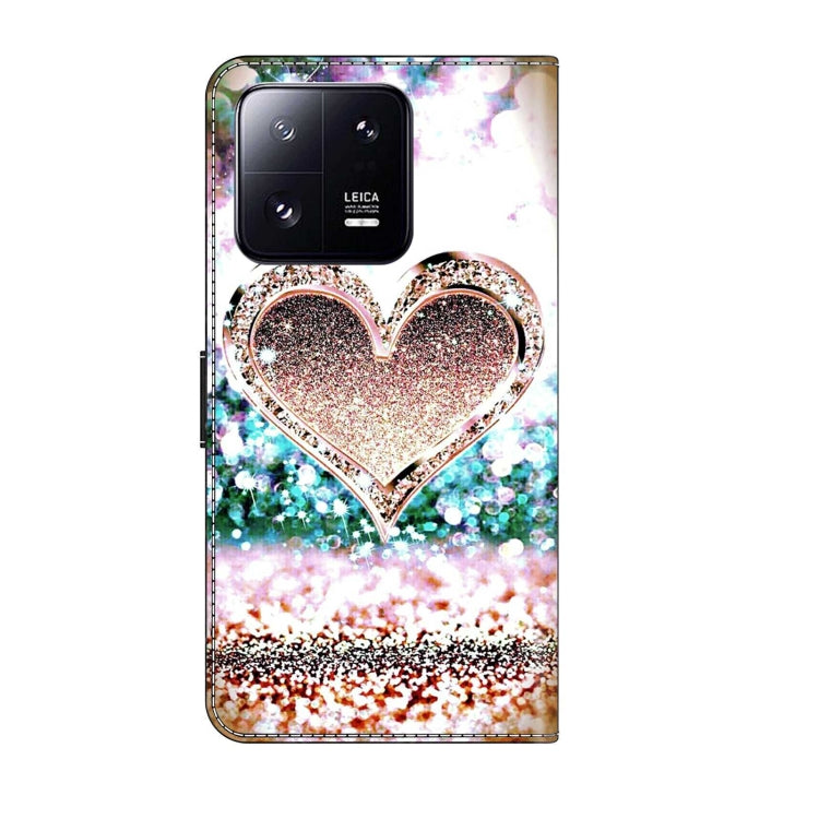 For Xiaomi 13 Pro Crystal 3D Shockproof Protective Leather Phone Case(Pink Diamond Heart)