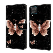 For Samsung Galaxy A12 4G / 5G Crystal 3D Shockproof Protective Leather Phone Case(Pink Diamond Butterfly)