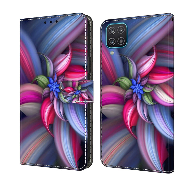 For Samsung Galaxy A12 4G / 5G Crystal 3D Shockproof Protective Leather Phone Case(Colorful Flower)