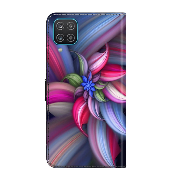 For Samsung Galaxy A12 4G / 5G Crystal 3D Shockproof Protective Leather Phone Case(Colorful Flower)