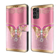For Samsung Galaxy A13 4G / 5G / A04S Crystal 3D Shockproof Protective Leather Phone Case(Pink Bottom Butterfly) - free shipping - PMC TechLife - Order now!