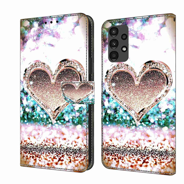For Samsung Galaxy A13 4G / 5G / A04S Crystal 3D Shockproof Protective Leather Phone Case(Pink Diamond Heart)