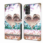 For Samsung Galaxy A13 4G / 5G / A04S Crystal 3D Shockproof Protective Leather Phone Case(Pink Diamond Heart)