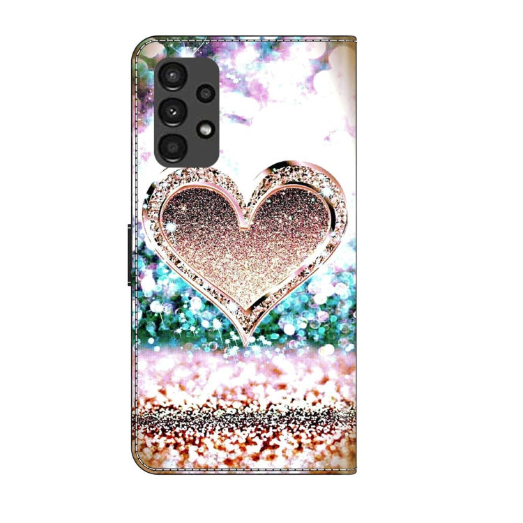 For Samsung Galaxy A13 4G / 5G / A04S Crystal 3D Shockproof Protective Leather Phone Case(Pink Diamond Heart)