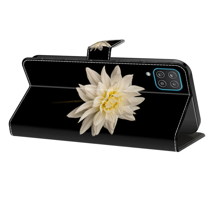 For Samsung Galaxy A13 4G / 5G / A04S Crystal 3D Shockproof Protective Leather Phone Case(White Flower)