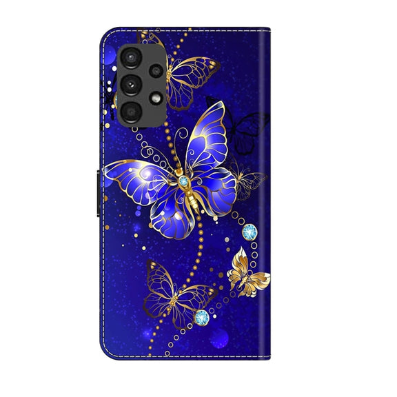 For Samsung Galaxy A13 4G / 5G / A04S Crystal 3D Shockproof Protective Leather Phone Case(Diamond Butterfly)