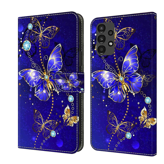 For Samsung Galaxy A13 4G / 5G / A04S Crystal 3D Shockproof Protective Leather Phone Case(Diamond Butterfly)