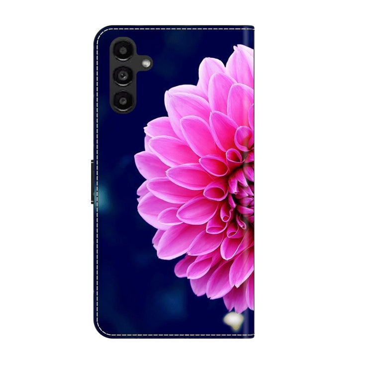 For Samsung Galaxy A14 4G / 5G Crystal 3D Shockproof Protective Leather Phone Case(Pink Petals)