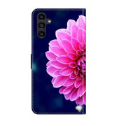 For Samsung Galaxy A14 4G / 5G Crystal 3D Shockproof Protective Leather Phone Case(Pink Petals)
