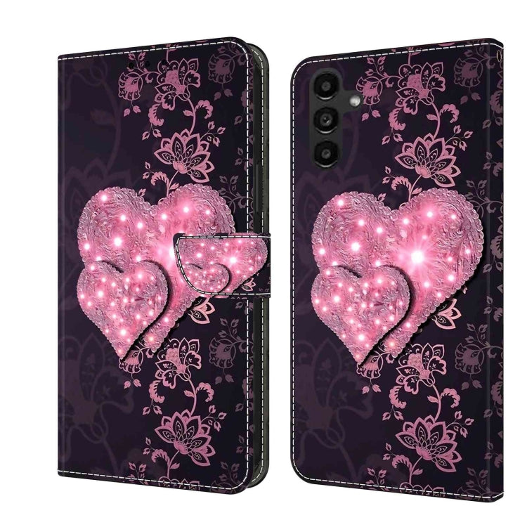 For Samsung Galaxy A14 4G / 5G Crystal 3D Shockproof Protective Leather Phone Case(Lace Love)