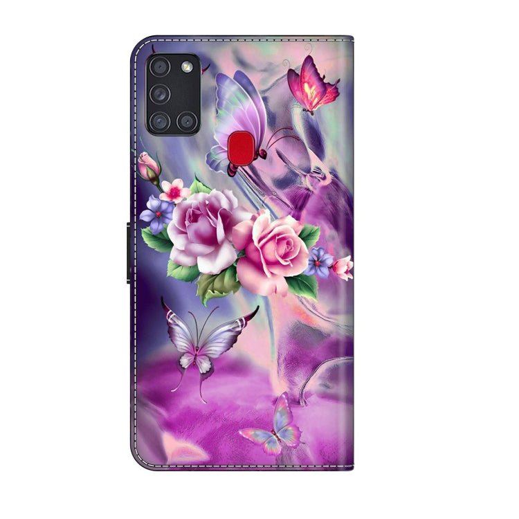 For Samsung Galaxy A21s Crystal 3D Shockproof Protective Leather Phone Case(Butterfly)