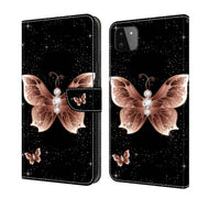 For Samsung Galaxy A22 5G Crystal 3D Shockproof Protective Leather Phone Case(Pink Diamond Butterfly)