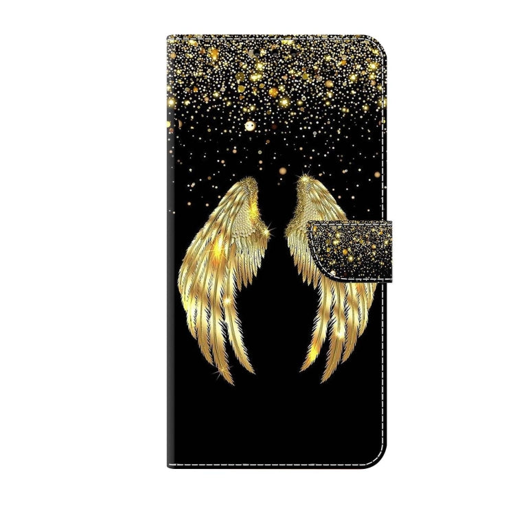 For Samsung Galaxy A22 5G Crystal 3D Shockproof Protective Leather Phone Case(Golden Wings)