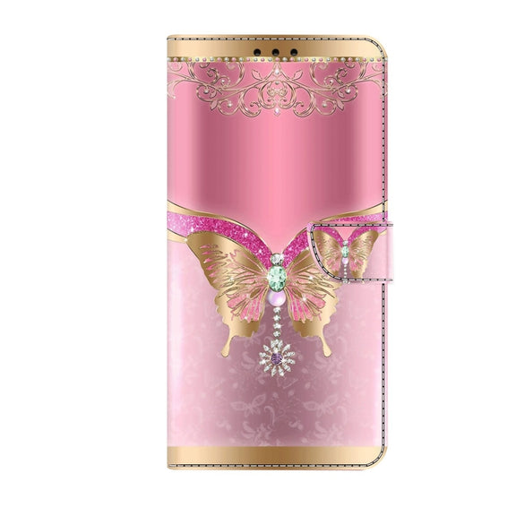For Samsung Galaxy A23 5G Crystal 3D Shockproof Protective Leather Phone Case(Pink Bottom Butterfly)